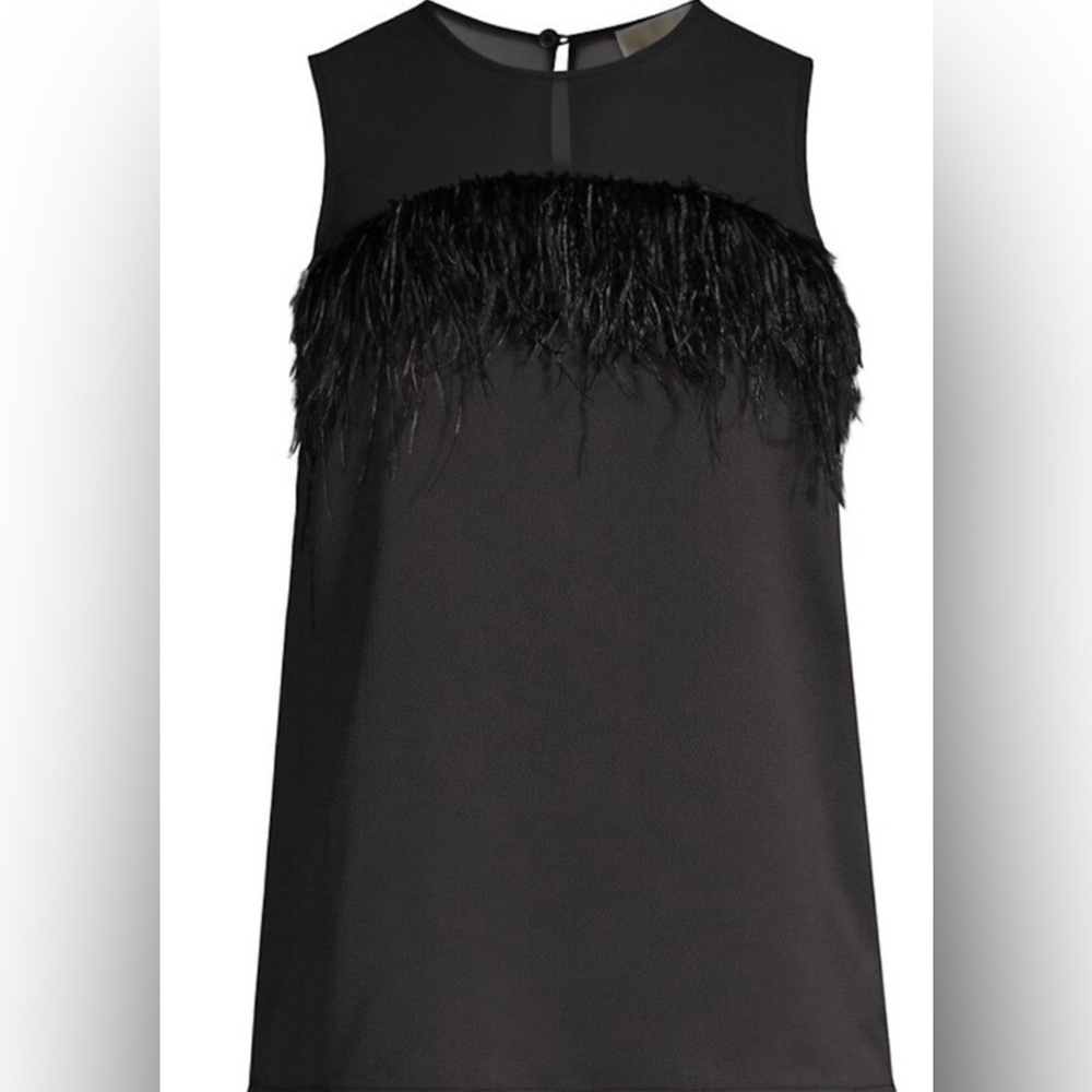 NWT Michael Kors Black Women's Ostrich Feather Sleeveless Top - Sz M/P